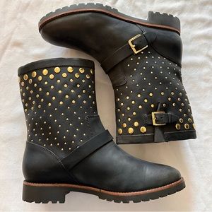 Sperry Britt Gold Studded Black Pull On Boots size 9
